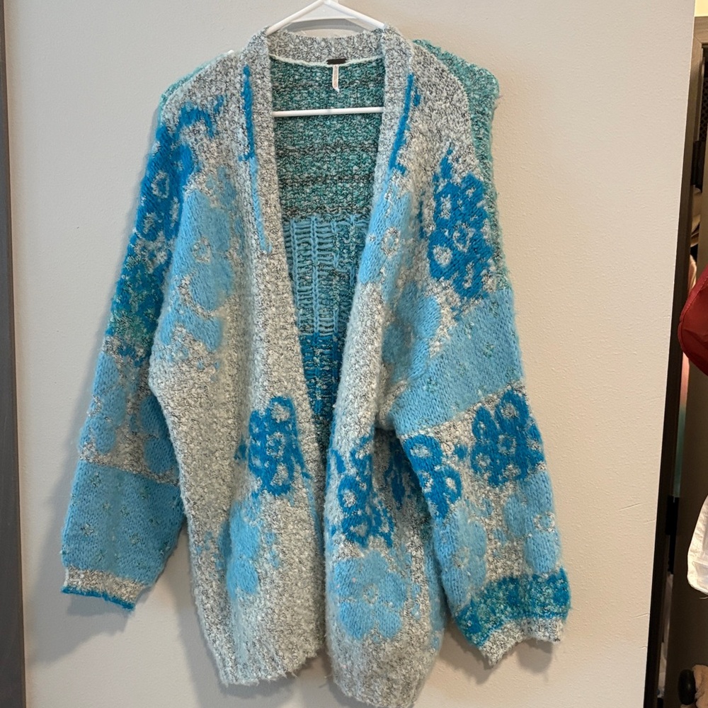 Free People Blue Teal Open-Front Cardigan 💙